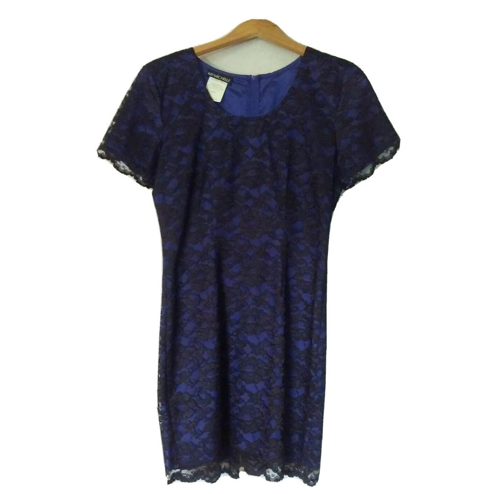Black Lace over Blue Women's Dress Size 9/10‎ Formal Juniors Cocktail Holiday